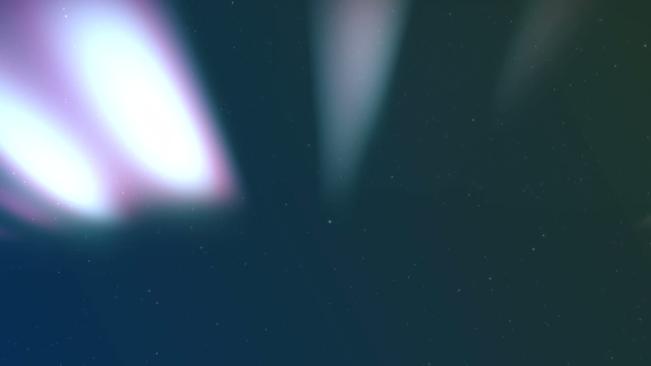 파란색 바탕에 북극광이 있는 겨울 풍경의 애니메이션