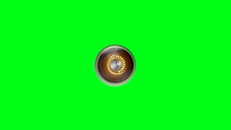 rotación de animación 3d de una cápsula médica dorada con adn en una pantalla verde.
