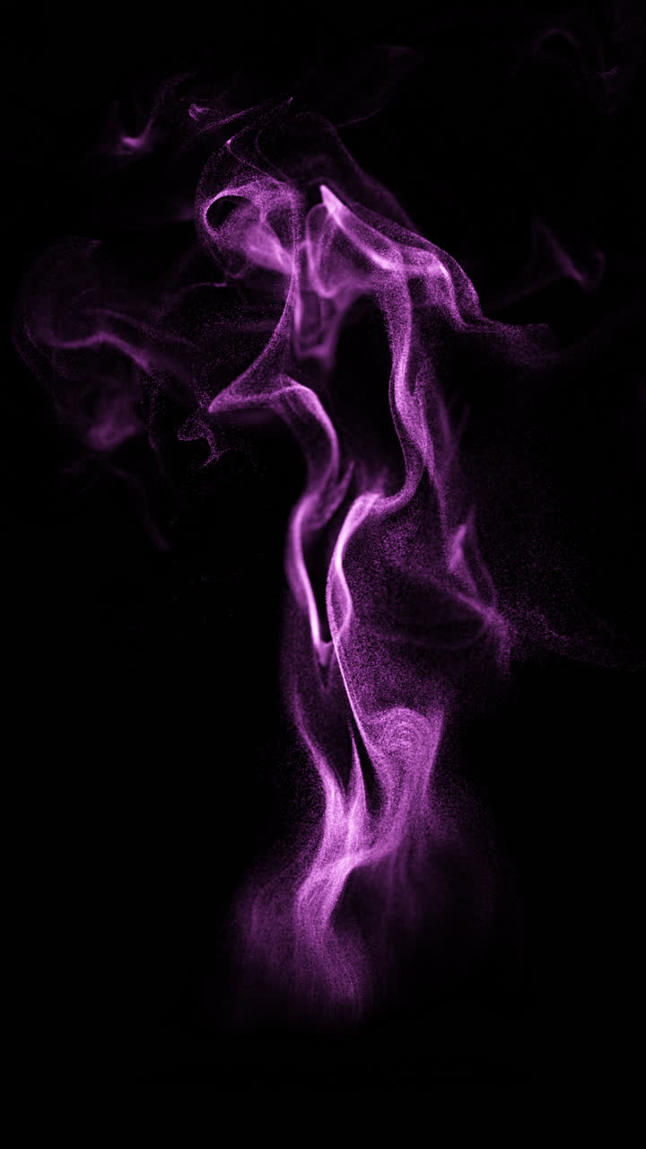 Particelle di fumo viola astratte su sfondo nero