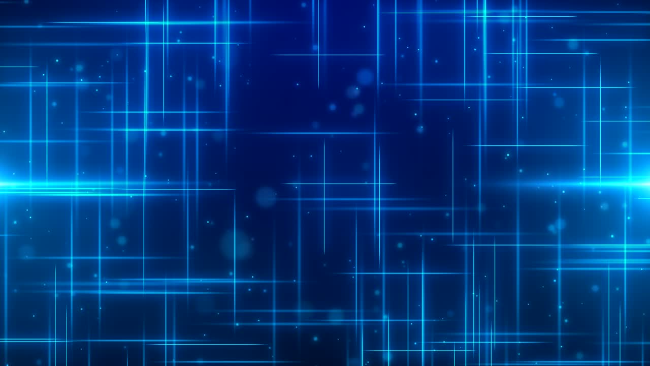 Glowing Blue Grid of Data Motion: AI, Big Data, and High-Tech Futuristic Background with Optical Flare