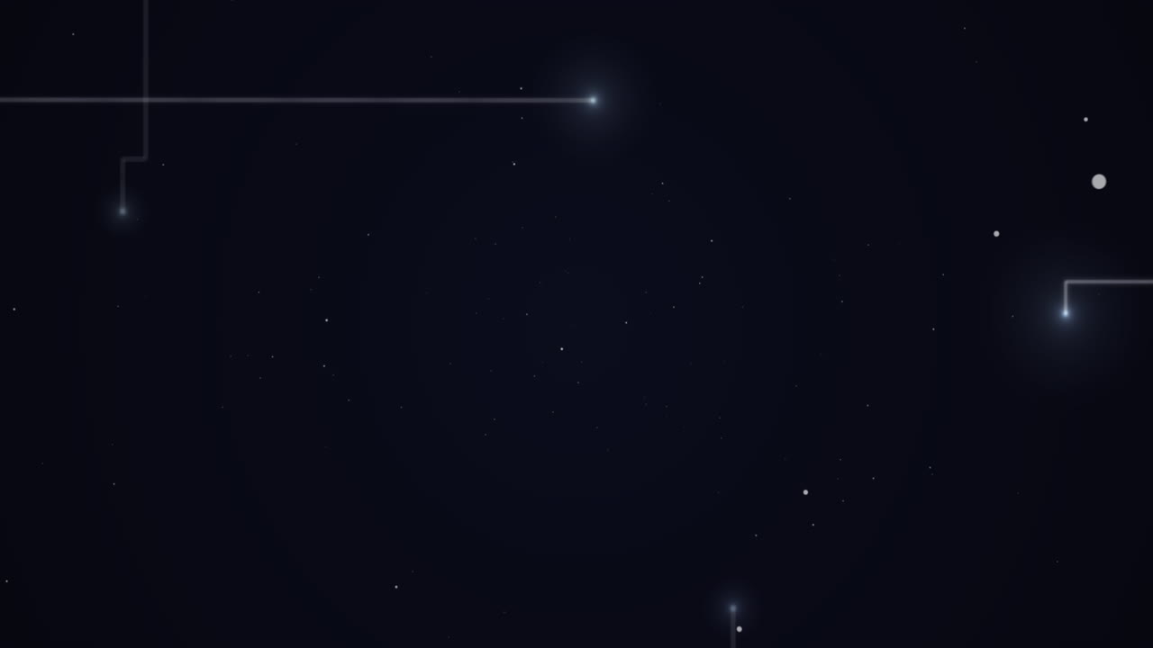 밤하늘에서 별들과 함께 그리드를 형성하는 빛의 흔적과 함께 반 ⁇ 이는  ⁇  점의 애니메이션