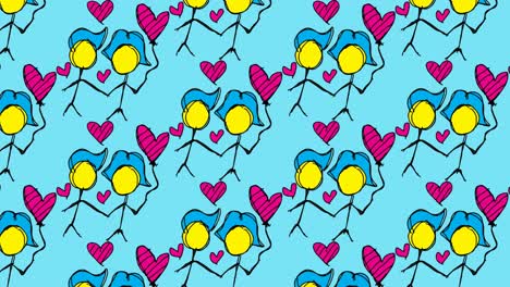 kids drawing pop art seamless background with theme of lovers