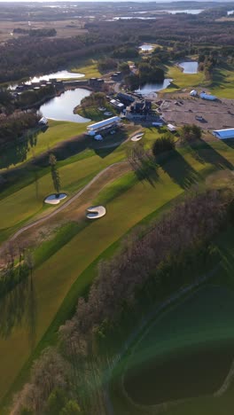vertical view of tpc toronto at osprey valley golf course in alton, ontario, canada. aerial drone shot