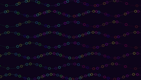 punti futuristici colorati al neon e motivo a onde sullo spazio buio