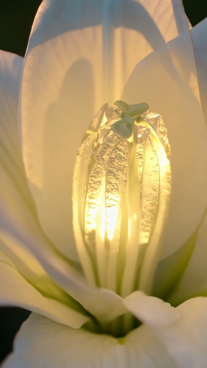 Close-up of a White Lily in Sunlight