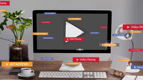 animación de los iconos de los medios en la oficina