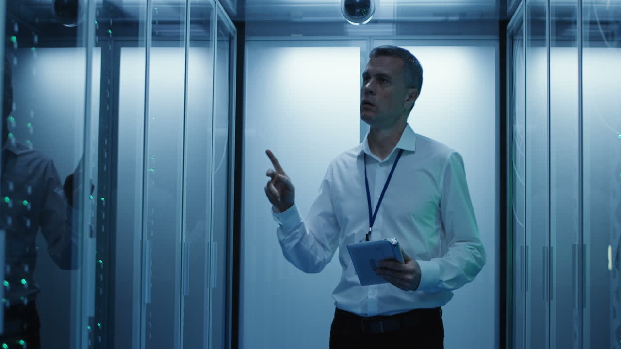 IT Professional Working in Server Room