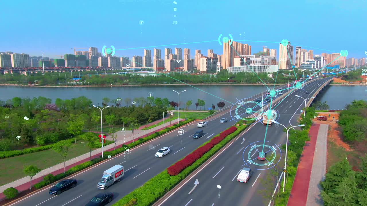 Aerial view of vehicles on the road,smart city,Intelligent transportation