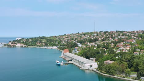 panorama of medieval town of piran at the coast of adriatic sea