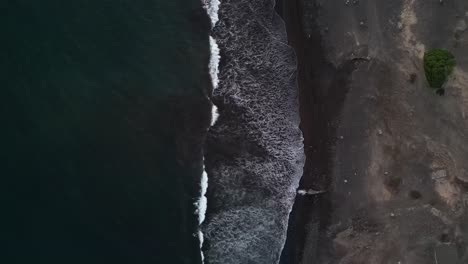 vertical view of sea waves on the islands of cape verde, west africa