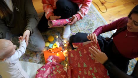 family christmas gift opening