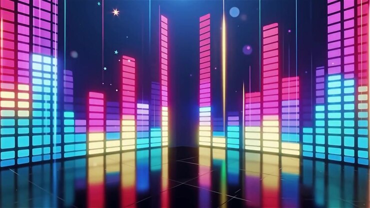 Futuristic Rainbow Neon Music Equalizer Visualizer Background