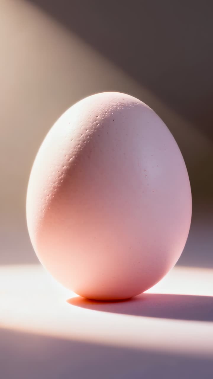 Vertical video: Shot starting, camera shifting framing on studio tabletop, studying light on egg