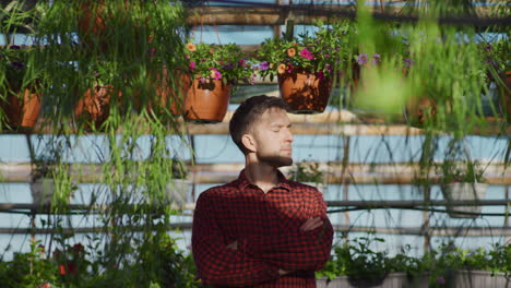 gardener in greenhouse