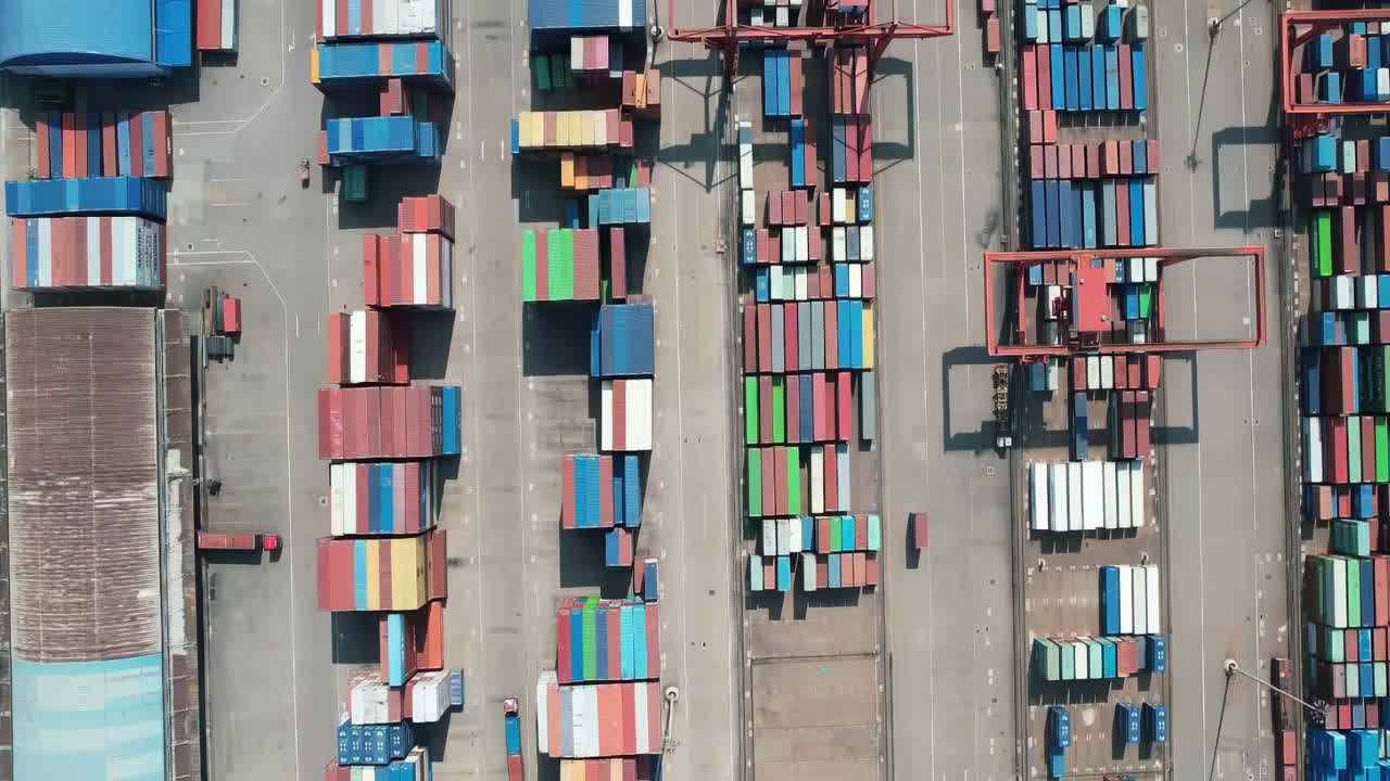 Huge Industrial Port With Containers, Cargo Container Ship Moving Load At Port, Global Logistics And International Network Distribution On Marine Transport