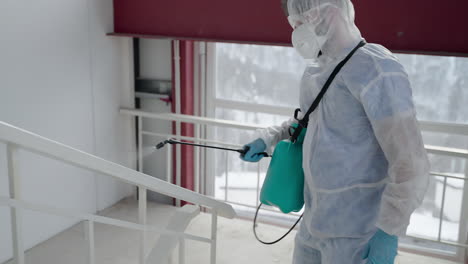 disinfection of a building stairwell