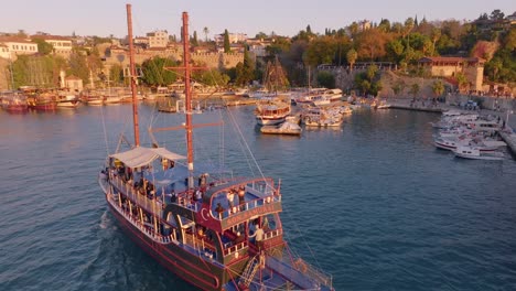 sunset tour boat in antalya harbor