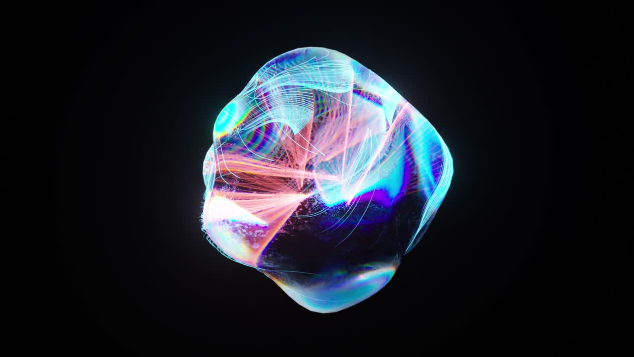 빛의 흔적이 있는 추상적인 반이는 모양