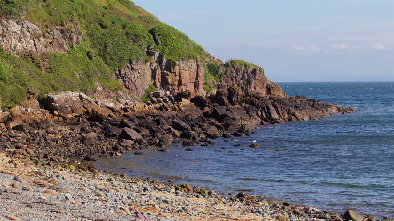 Looking north up the rocky Tarbet beach,