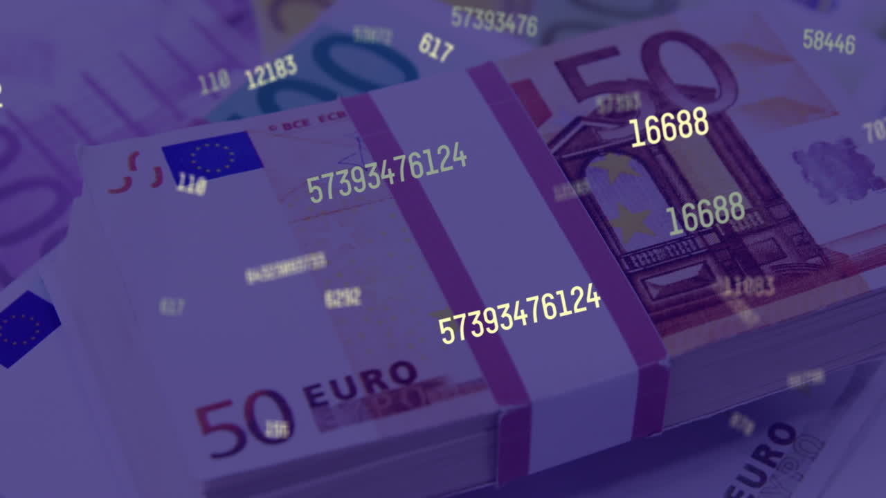 animación de las cifras decrecientes sobre el euro