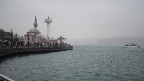 bosphorus waterfront in istanbul on a cloudy day