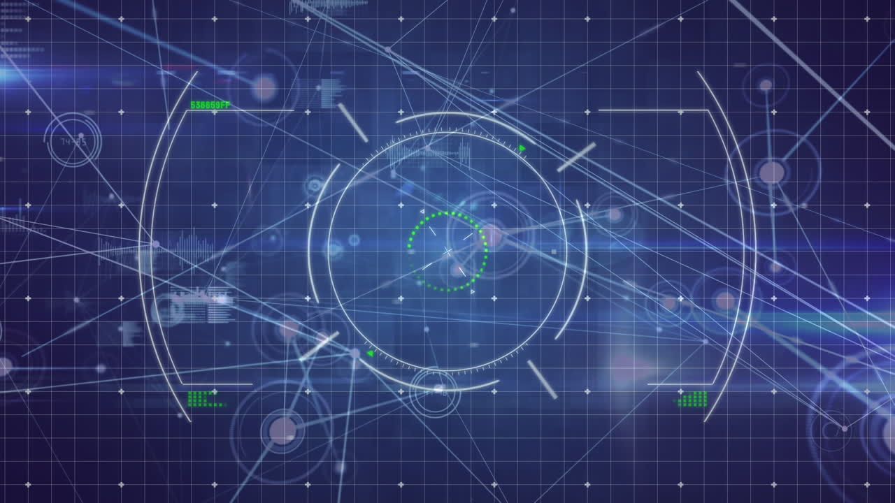 파란색 배경에 연결 네트워크와 디지털 인터페이스의 애니메이션