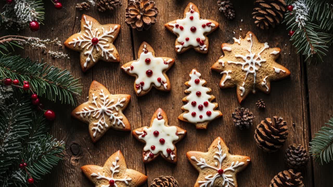 galletas de pan de jengibre de navidad en una mesa de madera