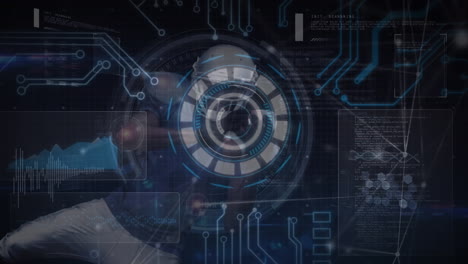 animation of computer data processing over american football player