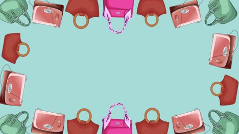 Animation-of-handbag-repeated-on-green-background