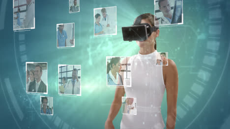 Businesswoman-wearing-virtual-reality-headset