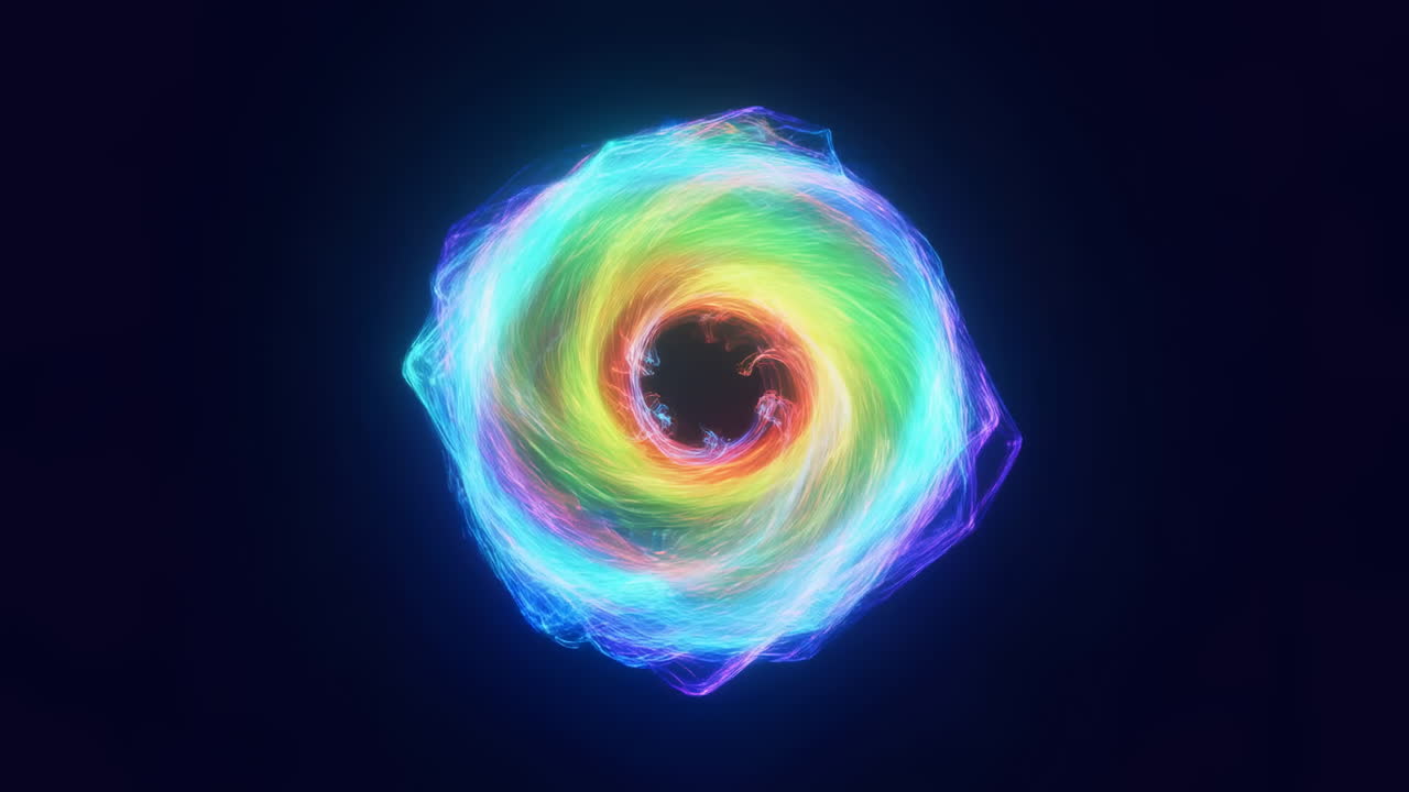 Portale di energia vibrante con colori arcobaleno vorticosi