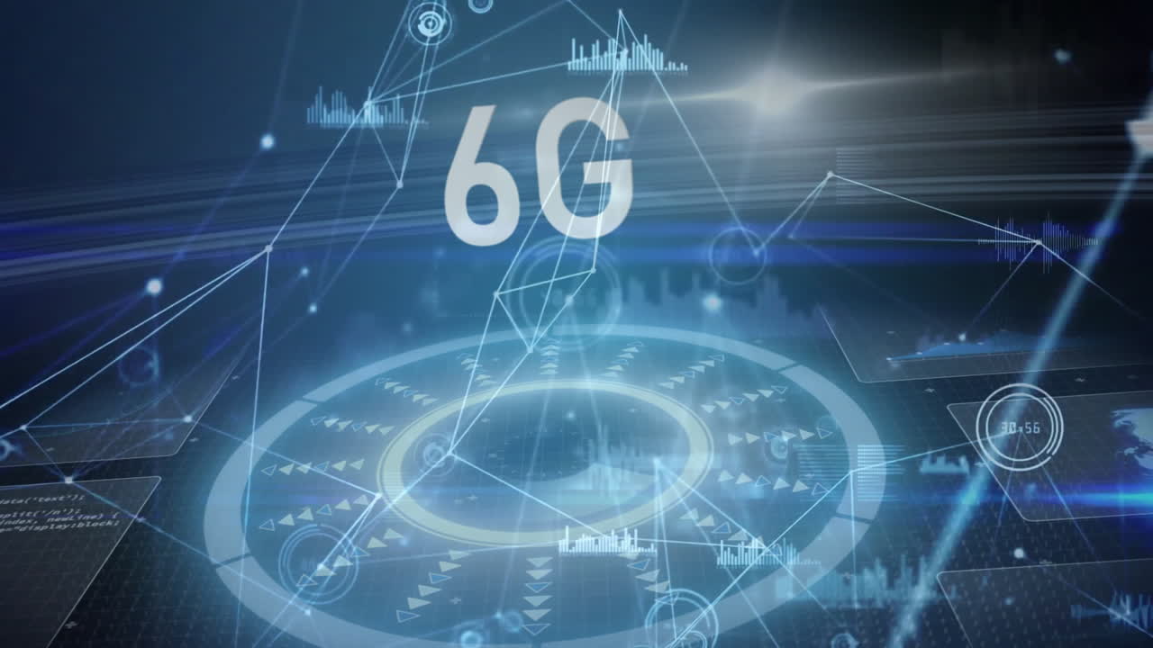 다이어그램과 6g 텍스트를 통해 연결 네트워크의 애니메이션