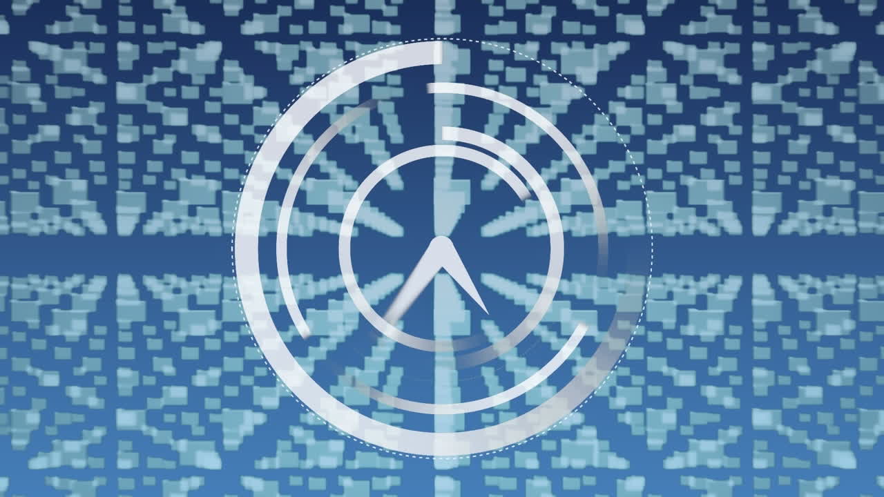 animación de reloj en movimiento y candado sobre fondo azul