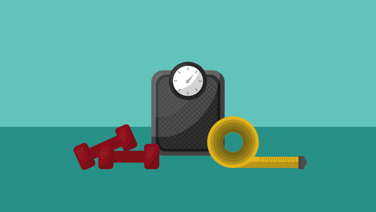 weight measure scale lifestyle and dumbbells