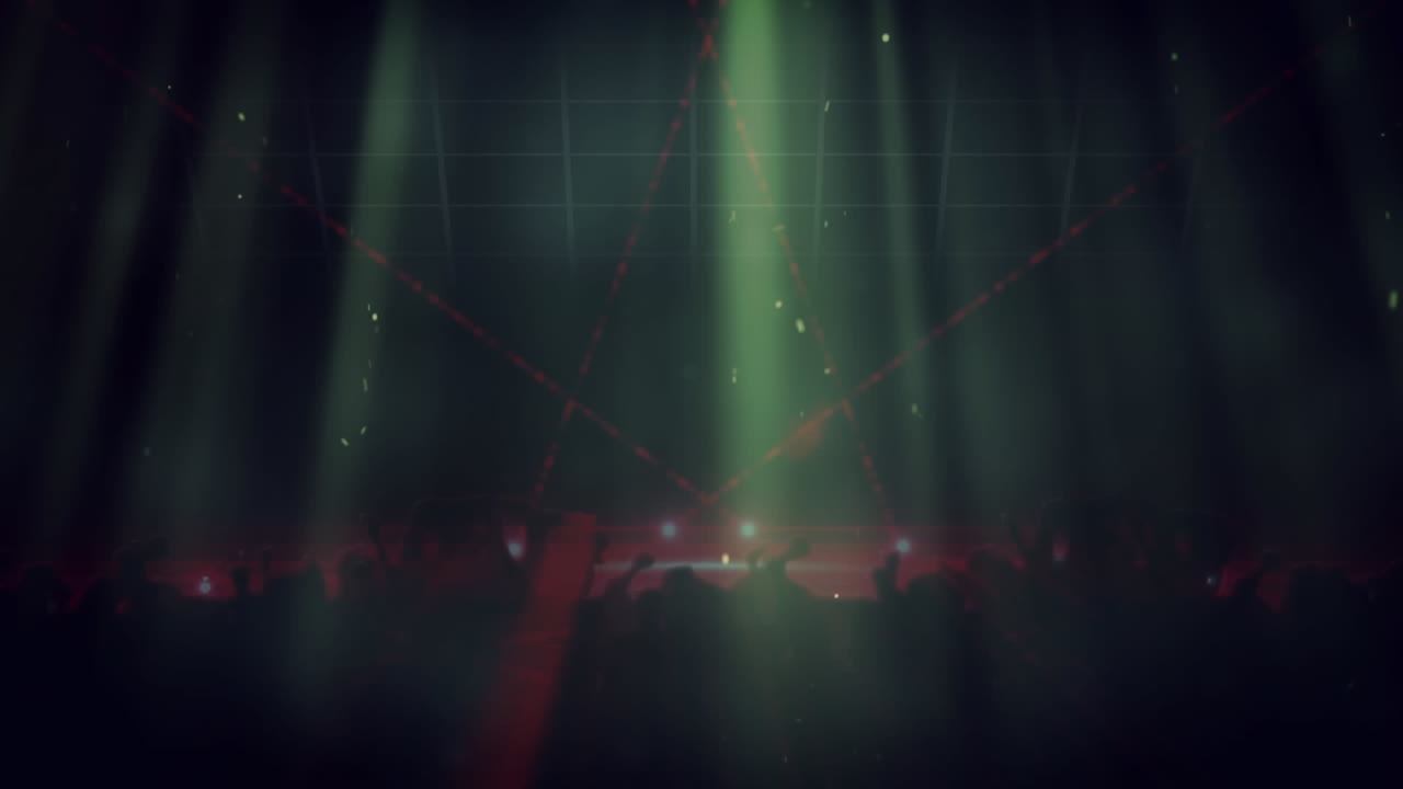 스포트라이트 와 콘페티 로 춤추는 군중 의 애니메이션