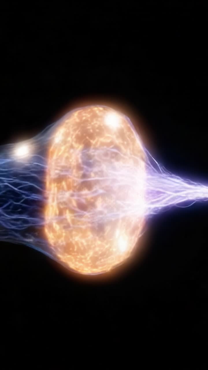 Impulso dinamico di energia: visualizzazione accattivante di una scarica elettrica che trasforma aspetti di una sfera luminescente, infusa di luce vibrante e viticci elettrici.