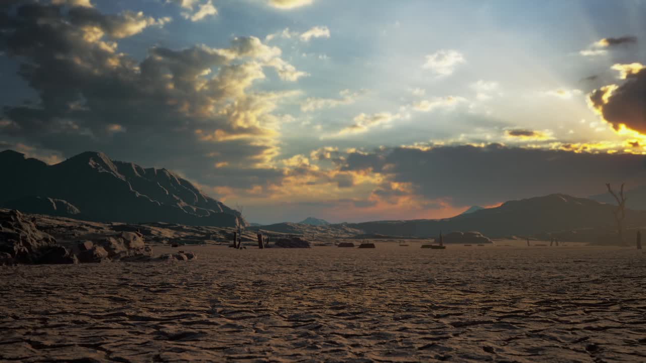 Canal Middle Agricultural Dry By Drought And Heatwave On Summer. Water Crisis And Water Stress On Summer During Long Term Drought On Summer