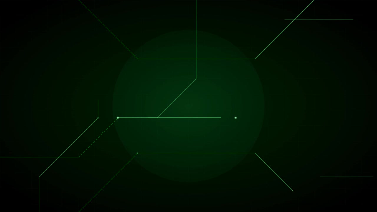 Abstract Digital Network Lines Moving on Dark Green Background