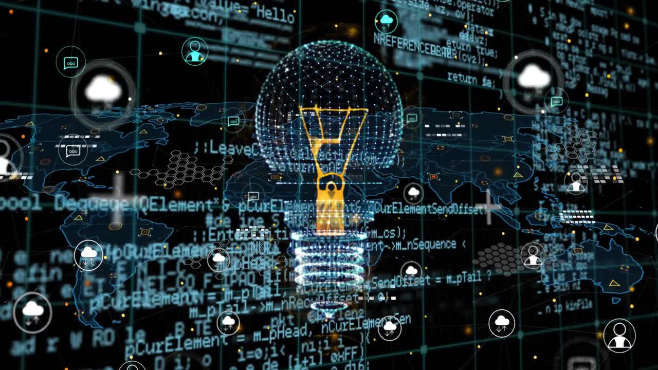 Animation of light bulb and data processing