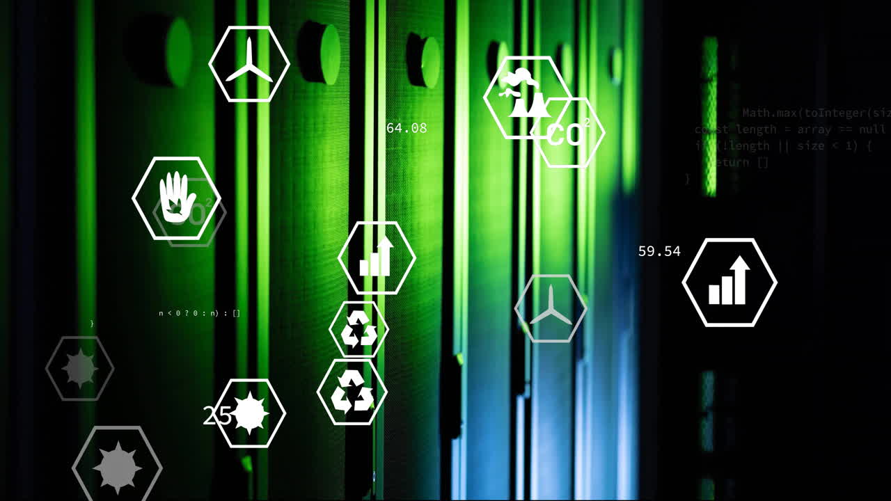 에코 아이콘의 애니메이션, 컴퓨터 서버를 통해 디지털 데이터 처리