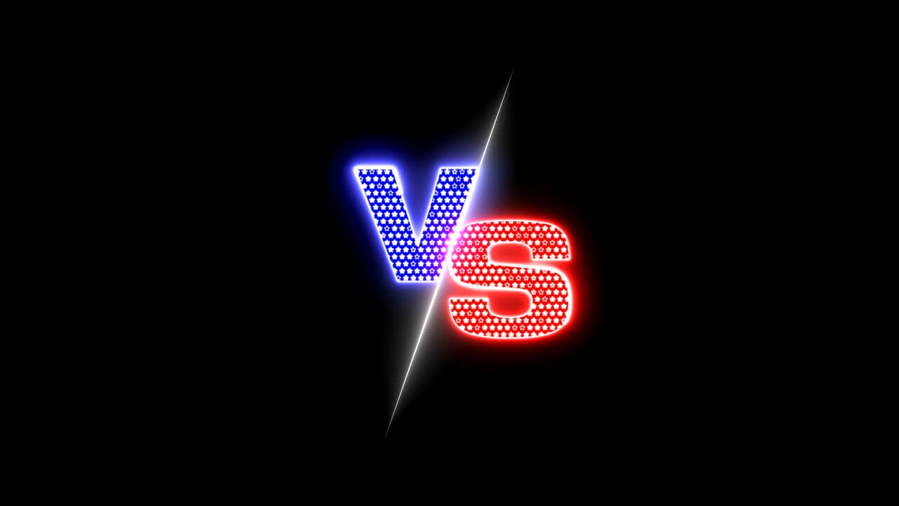 Versus Blue and Red neon light stars shape sparkles animation