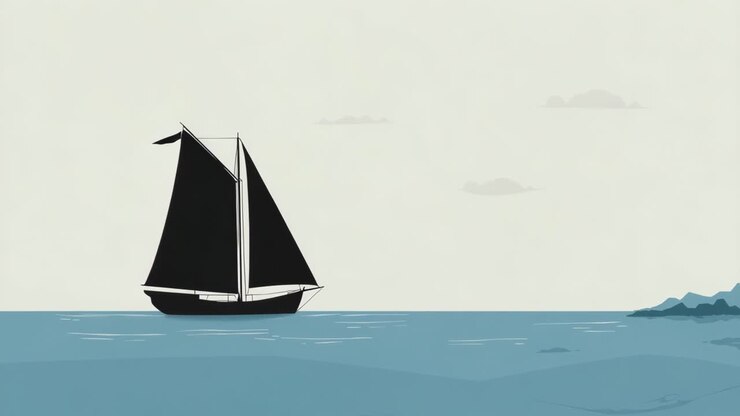 Silhouette of a Sailboat on the Ocean