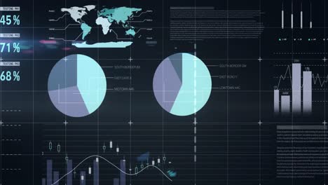 animación de la interfaz infográfica multicolor contra un fondo negro