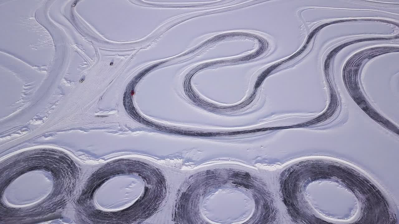 Aerial View of a Frozen Snow Track