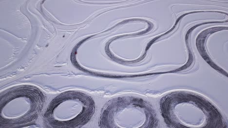 aerial view of a frozen snow track