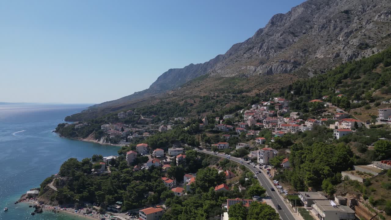Hırvatistan Split, Mimice'nin Adriyatik Denizi'nden havadan görünümü