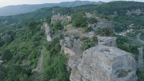 aerial drone luberon provence saignon france medieval town at sunrise