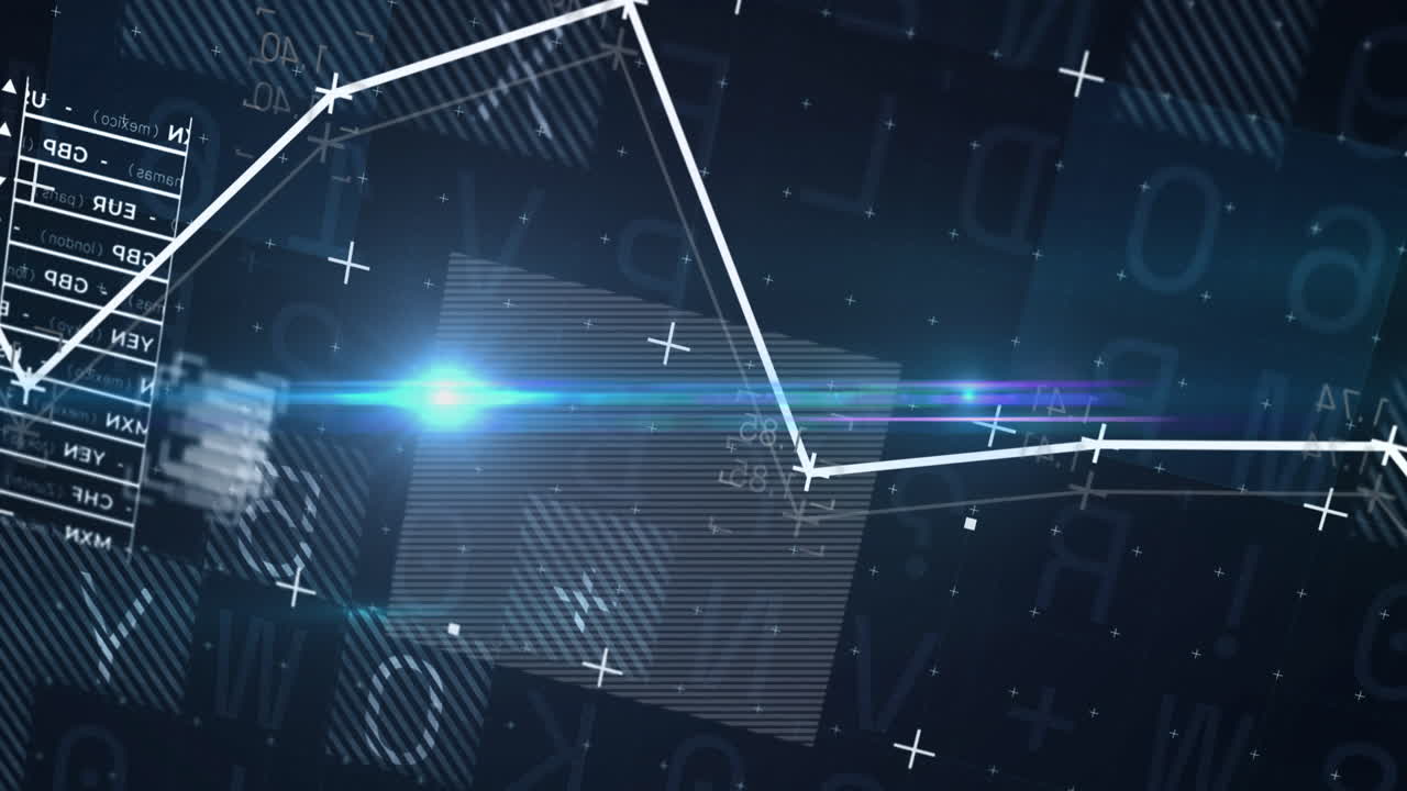 어두운 배경에 데이터 처리에 대한 금융 그래프의 애니메이션