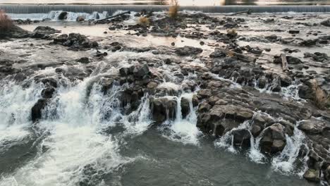 man-made waterfalls in the snake river in idaho falls, idaho, usa