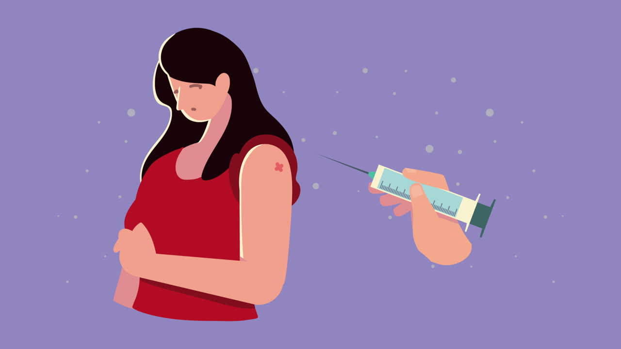 female patient with vaccine syringe